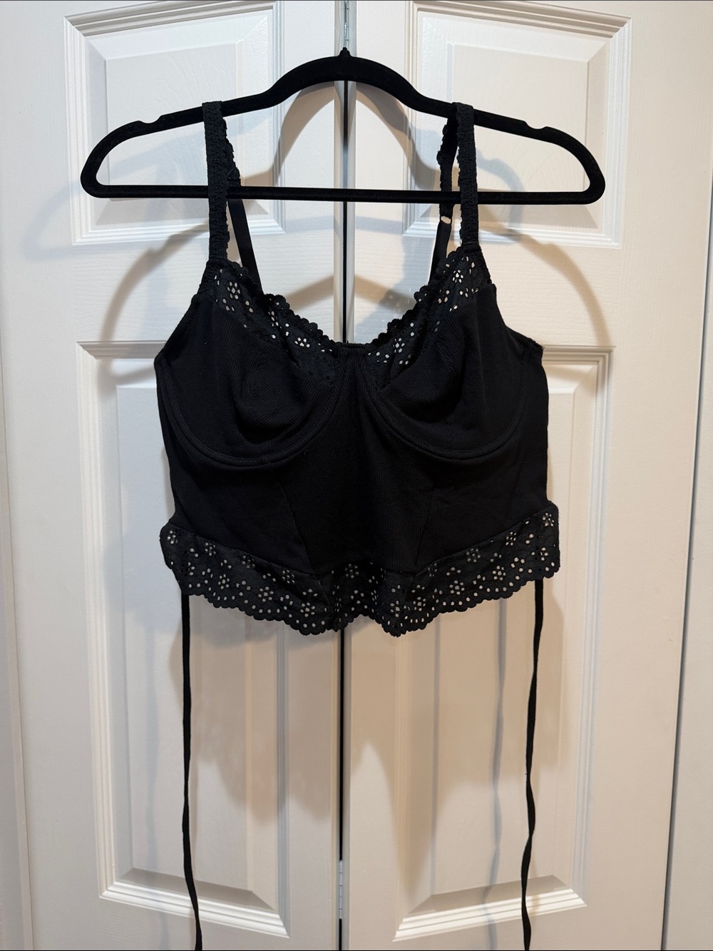 Colsie Black Lace Trim Bustier Crop Top - Sz XL